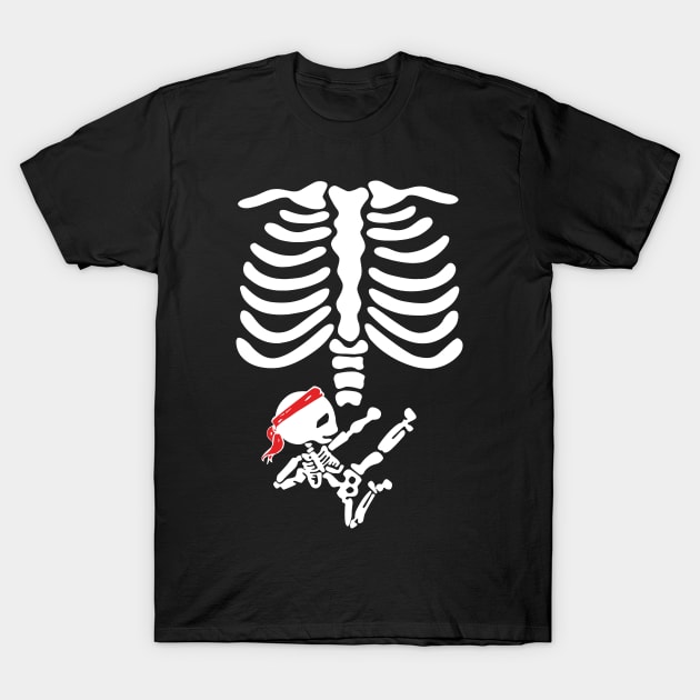 Skeleton Chest Karate Baby Halloween Pregnancy T-Shirt by PugSwagClothing